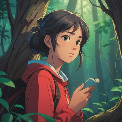 A serene illustration depicting a young woman contemplating her relationship, soft light filtering through trees, a sense of clarity and introspection, ethereal symbols representing spiritual signs in the air, a tranquil park setting, a gentle breeze, capturing the moment of realization and emotional awakening, 4k