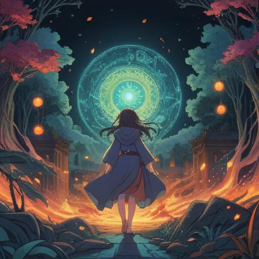 A mystical scene depicting spiritual signs to be aware of when feeling counterclockwise, ethereal lights, swirling energy patterns, symbolic imagery representing intuition and guidance, harmonious colors, serene atmosphere, nature elements like trees and flowing water, a subtle sense of movement, 4k