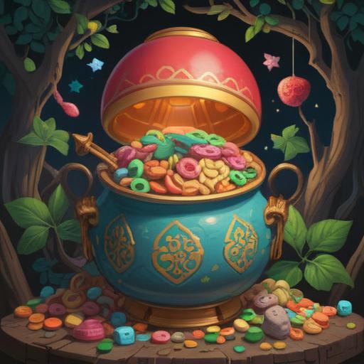 A magical still life featuring lucky charms that attract good fortune, vibrant colors, serene atmosphere, symbols of luck like four-leaf clovers and horseshoes, calming elements such as crystals and candles, gentle lighting, peaceful setting, harmonious composition, 4k