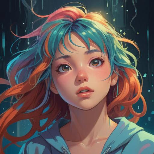 A surreal dreamscape featuring a person cutting their hair, symbolizing transformation and renewal, bright and vibrant colors, ethereal lighting, surrounded by floating spiritual symbols, serene atmosphere, mindfulness, introspective expression, 4k