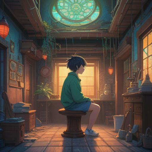 A serene and introspective scene, a person contemplating a haircut, surrounded by ethereal light, symbolic representations of spiritual signs, nature in the background, soft pastel colors, calming atmosphere, reflections of self-discovery, visual metaphors of change and growth, 4k