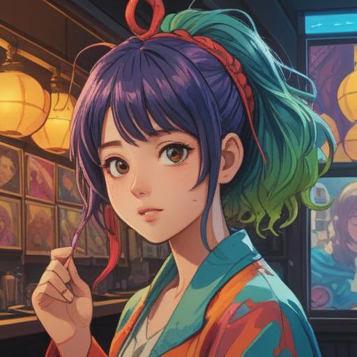 A person in a bright salon, transforming their hairstyle with vibrant colors, symbolizing positive energy and change, mirrors reflecting confidence and joy, diverse hair textures being styled, uplifting atmosphere, surrounded by beauty products, motivational quotes on walls, 4k