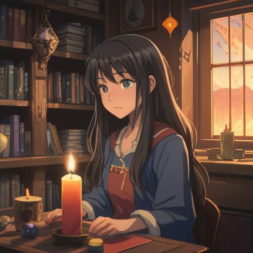 An inspiring scene of a person peacefully caring for their long hair, surrounded by soothing elements like candles and crystals, warm sunlight streaming through the window, a serene expression on their face, self-care vibes, positive energy, tranquil atmosphere, focus on hair growth and emotional well-being, 4k