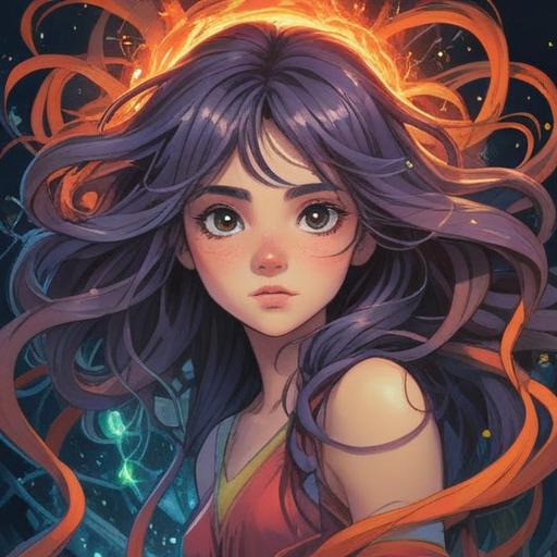 A spiritual illustration depicting tangled hair as a symbol of caution, ethereal light surrounding the hair, vibrant energy flow, various spiritual symbols woven into the hair strands, an aura of awareness and intuition, serene environment with soft colors and flowing shapes, 4k