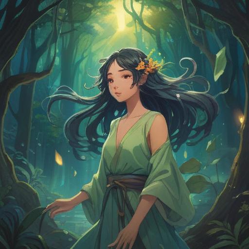 A mystical illustration depicting spiritual signs associated with hair pulling, ethereal light surrounding the figure, a serene environment with nature elements, symbolic representations of intuition and awareness, a contemplative character expressing emotion, soft color palette, gentle brush strokes, 4k