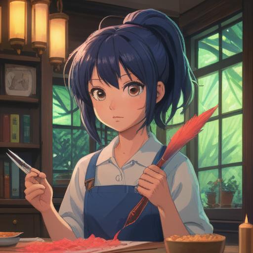 A serene scene depicting a hair cutting session, soft natural light, a calm and focused atmosphere, spiritual symbols subtly integrated into the background, a person receiving a haircut while meditating, hair falling gently around, an aura of tranquility, 4k