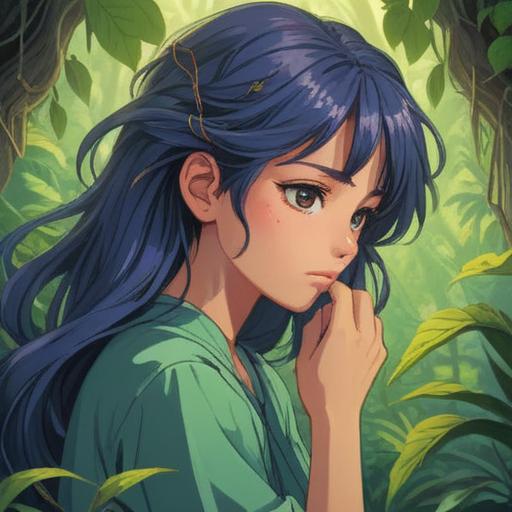 A serene illustration depicting a person contemplating the decision of not dyeing their hair, surrounded by nature, ethereal light illuminating their face, symbolic elements representing spiritual signs, gentle flowing hair, peaceful expression, calm atmosphere, vibrant greenery, 4k