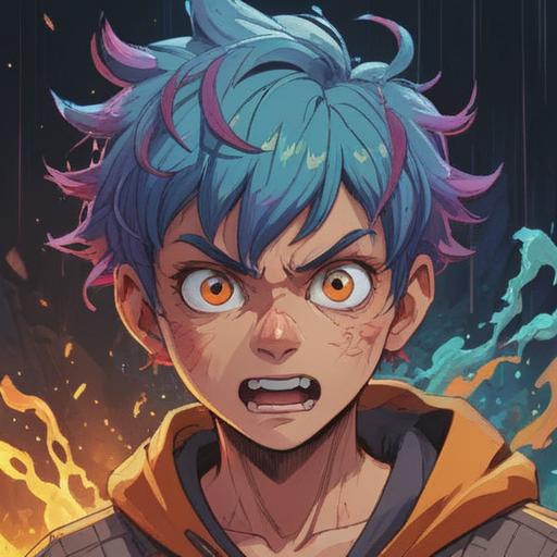 A humorous illustration of a character with a pimple on their hairline, exaggerated facial expressions, bright colors, comedic atmosphere, cartoon style, quirky accessories, lively background details, playful scene, 4k