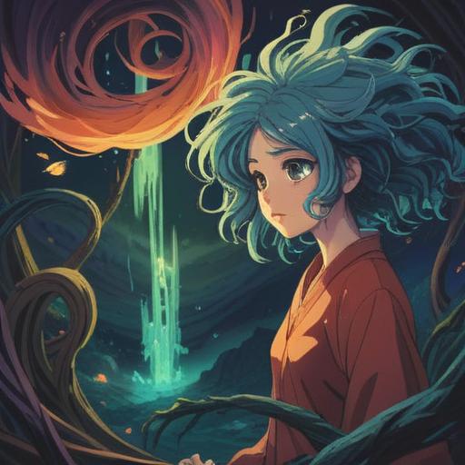 A spiritual scene illustrating the moment someone begins to notice their hair growing, ethereal light surrounding the individual, subtle energies flowing, signs of transformation, a serene atmosphere, nature elements symbolizing growth, soft glow and mystical vibes, 4k