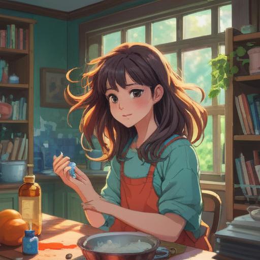 A vibrant and uplifting scene depicting hair care rituals, radiant sunlight filtering through a bright room, a person joyfully applying nourishing hair products, colorful bottles and natural ingredients on the vanity, plants and flowers enhancing the atmosphere, a sense of wellness and positivity in the air, embracing self-love and care, bright colors, warm tones, inviting ambiance, 4k