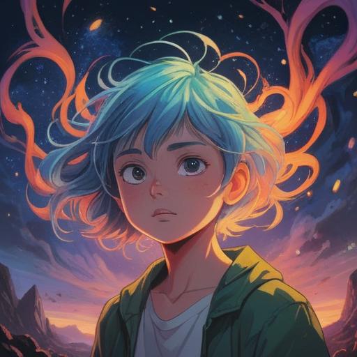 A surreal dreamscape featuring a person experiencing hair loss, ethereal light surrounding them, symbolic imagery of transformation and renewal, the weight of anxiety represented by falling strands of hair, a serene yet introspective expression, vivid colors contrasting light and shadow, a mystical atmosphere reflecting the spiritual significance, 4k