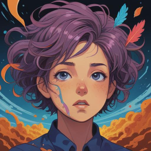 A surreal illustration of a person dreaming about losing their hair, vivid imagery of hair falling gently, a symbolic representation of anxiety and transformation, a peaceful bedroom setting with moonlight filtering in, thoughtful expressions on the character's face, scattered hair clippings on the floor, rich colors, ethereal atmosphere, meaningful visual metaphors, 4k