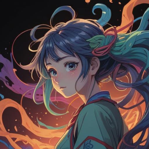 A spiritual interpretation of a hair tie breaking, symbolizing change and transition, ethereal atmosphere, vibrant colors, mystical elements like floating orbs and light beams, serene facial expression, abstract background representing growth and transformation, 4k