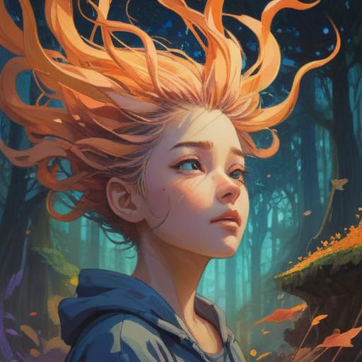 A spiritual illustration depicting the moment of hair loss as a transformative experience, ethereal light surrounding the figure, symbolism of renewal and rebirth, serene facial expression, nature elements like blooming flowers and flowing water, soft pastel colors, tranquil atmosphere, uplifting energy, 4k