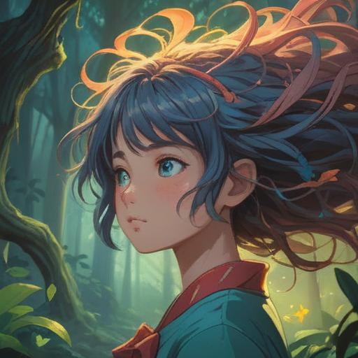 A mystical illustration symbolizing the spiritual signs of hair loss, ethereal light illuminating a serene environment, gentle breeze flowing through strands of hair, a figure in deep contemplation, nature elements surrounding the scene, vibrant colors depicting energy, detailed texture on hair and surroundings, 4k