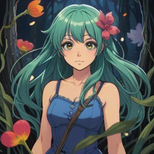 A whimsical scene depicting a lucky item for fast-growing hair, vibrant colors, a magical charm glowing softly, surrounded by hair growth illustrations, playful and cheerful atmosphere, imaginative design elements, detailed background with flora and fauna, 4k