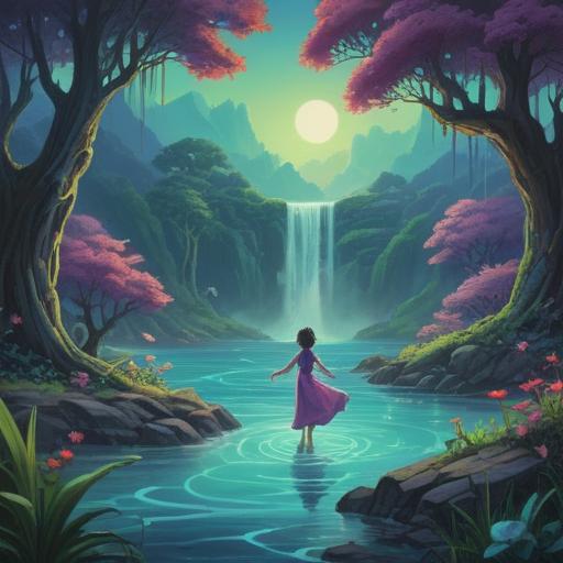 A serene encounter between two souls, surrounded by ethereal light, spiritual symbolism, harmonious energy, nature backdrop with flowing water, soft whispers of the universe, mindful connection, awakening moment, 4k