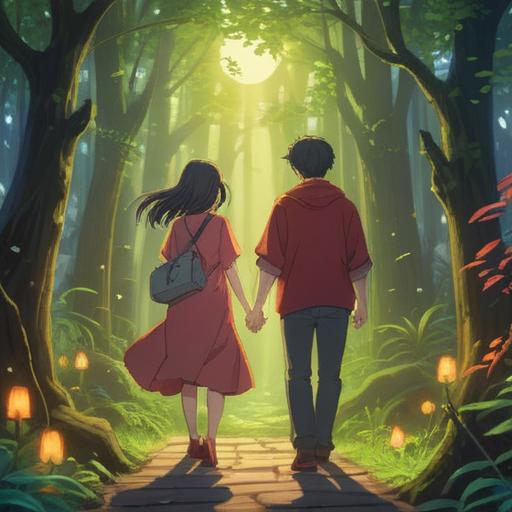 A spiritual encounter symbolizing a positive omen, a serene setting with soft light, two figures facing each other with harmonious expressions, nature surrounding them with blooming flowers and gentle streams, a sense of tranquility and connection, vibrant colors, ethereal atmosphere, representing enlightenment, 4k