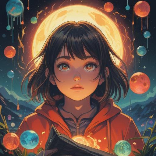 A serene illustration depicting a person with a calm expression surrounded by vibrant energy, subtle light orbs symbolizing positivity, a peaceful natural setting with flowing water and blooming flowers, harmonious color palette, spiritual symbols gently integrated, uplifting atmosphere, 4k