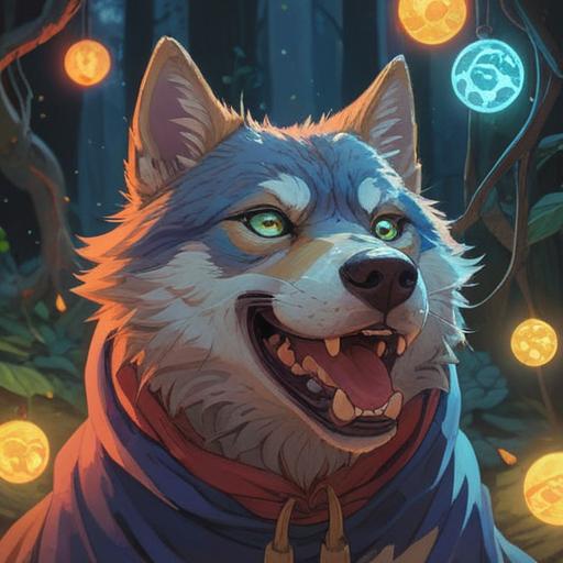 A serene and mystical illustration of a person with prominent canine teeth, surrounded by glowing orbs of light, an aura of positivity and good fortune, soft pastel colors, ethereal atmosphere, symbolic elements representing spirituality, gentle reflections of nature, harmonious energy, 4k