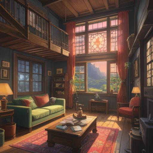 A serene and inspiring scene of daily life enriched by an octagram, peaceful home setting, warm sunlight filtering through the windows, family members engaged in creative activities, octagram symbol subtly integrated into decor, gentle color palette, harmonious atmosphere, detail in expressions and interactions, 4k