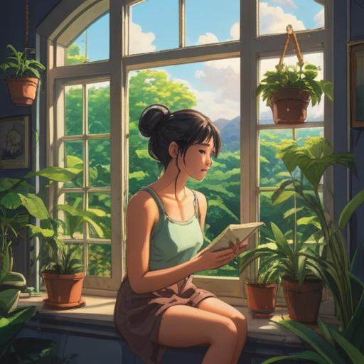 A serene self-care scene, a woman enjoying a calming skincare routine, natural light filtering through a window, lush indoor plants surrounding her, glowing and radiant skin, gentle expressions of relaxation and happiness, soft towels and soothing products, warm and inviting atmosphere, focus on self-love and beauty, 4k