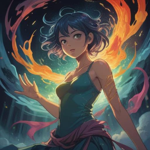 A spiritual illustration depicting a person experiencing a skin-tingling sensation, vibrant aura surrounding the figure, ethereal light emanating from the touch, serene facial expression, nature elements like flowing water and lush greenery, symbolizing connection to the universe, tranquil atmosphere, harmonious energy flow, 4k