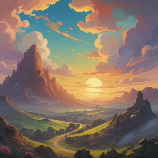 A serene landscape representing vague anxiety as a spiritual sign, ethereal mist hovering over rolling hills, soft sunlight breaking through clouds, a contemplative figure meditating in the foreground, symbols of hope and clarity in the air, tranquil color palette, uplifting atmosphere, harmonious connection with nature, 4k