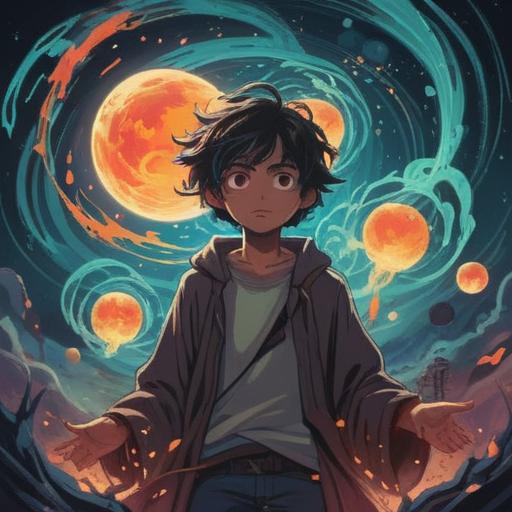 A surreal illustration depicting a figure surrounded by swirling shadows and glowing orbs, representing vague anxiety transforming into spiritual guidance, soft ethereal lights illuminating the scene, dream-like atmosphere, intricate details showing nature intertwined with spiritual symbols, harmonious color palette, inviting tranquility, 4k