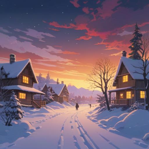 A serene winter landscape during the midnight sun, ethereal glow illuminating the snow-covered ground, mystical energy in the air, silhouettes of trees under a bright sky, subtle spiritual symbols appearing in the atmosphere, calm and reflective mood, 4k