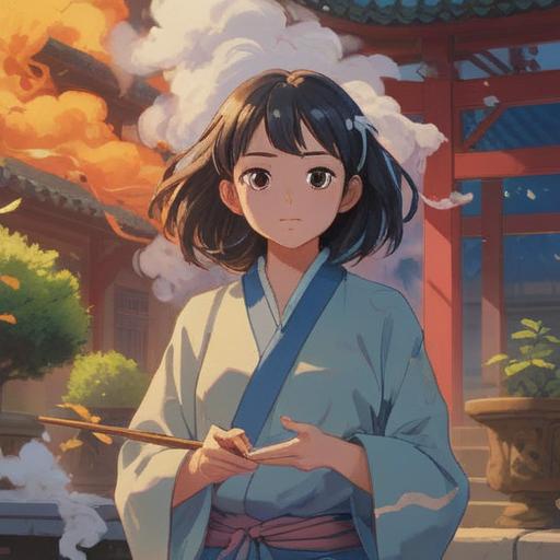 A serene and meditative scene featuring white sandalwood incense, swirling smoke gracefully rising into the air, a tranquil setting with warm, earthy tones, soft light filtering through leaves, focus on a beautifully crafted incense holder, symbols of spirituality and peace, hints of zen elements, 4k