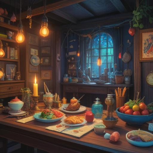 A harmonious collection of various items neatly organized on a table, vibrant colors, soft lighting, each item representing a different aspect of daily life, attention to detail in textures, inviting atmosphere, 4k