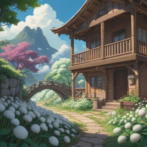 A serene landscape filled with fluffy white tufts of cotton-like seeds floating gently in the air, a soft light illuminating the scene, lush greenery surrounding the area, birds soaring in the clear blue sky, a sense of tranquility and spiritual awakening, symbolic representation of good signs from nature, 4k