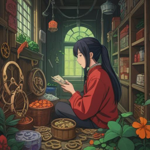 An illustration of a person contemplating buying a new item, surrounded by symbols of luck like four-leaf clovers, horseshoes, and lucky coins, a thoughtful expression on their face, a warm and inviting atmosphere, subtle hints of new products in the background, hopeful vibes, striking color contrast, 4k