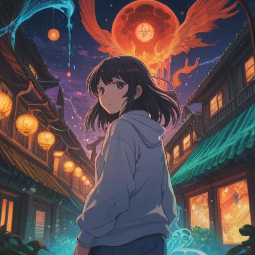 A mystical and serene scene depicting a person with a tingling sensation on their back, surrounded by ethereal lights, a vibrant aura, gentle nature elements, symbols of spiritual awakening, a feeling of tranquility, nature’s beauty, soft glow, enchanting atmosphere, 4k