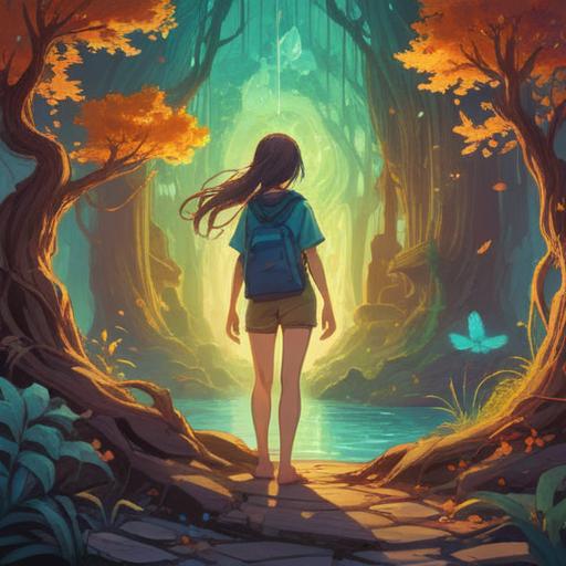 A serene illustration depicting a person with an itchy back, surrounded by ethereal light, symbolic representations of spiritual growth, vibrant energy flowing around, nature elements like trees and flowers to indicate harmony, peaceful expression on the person's face, soft pastel colors, 4k