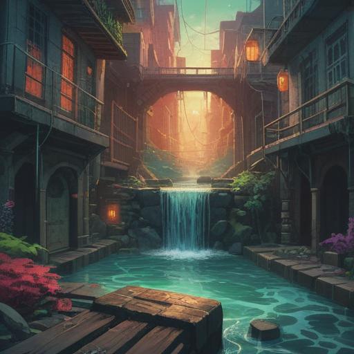 A mystical interpretation of a clogged drain, symbolic representation of emotional blockages, water flowing with struggling energy, ethereal mist surrounding the drain, hints of vibrant colors symbolizing unresolved issues, surreal atmosphere, intricate details, juxtaposition of clarity and obstruction, 4k