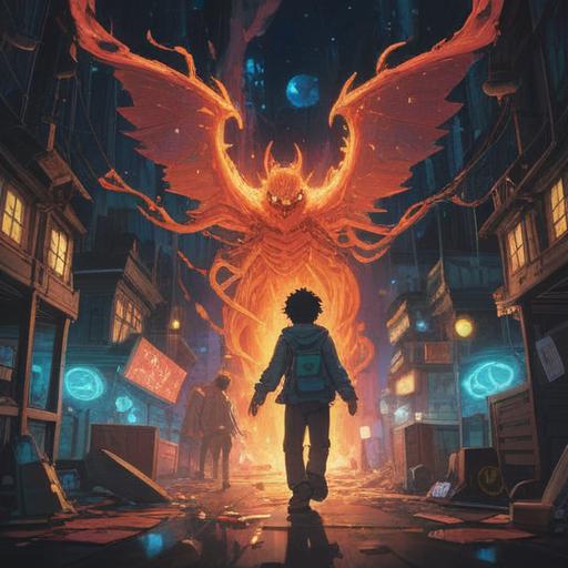 A surreal scene depicting individuals surrounded by mocking laughter, a bright light emerging from their heads symbolizing awareness, spiritual signs appearing like glowing symbols in the air, a contrast of dark and light, a sense of resilience and growth, ethereal atmosphere, detailed expressions of determination and clarity, vibrant colors, 4k