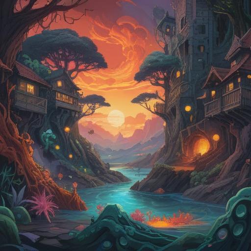 A surreal illustration depicting the spiritual meaning of destructive impulses, ethereal landscapes, abstract forms representing chaos and creation, vivid contrasts illustrating inner turmoil, symbolic elements of rebirth, dynamic movement, reflective light, a sense of paradox, 4k