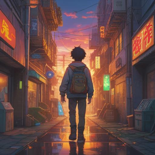 A captivating scene depicting a person standing at a crossroads, surrounded by vibrant and contrasting symbolic elements representing challenges and opportunities, a radiant light illuminating one path, a stormy sky in the background fading into clear blue, expressions of hope and determination on their face, dynamic composition, detailed environment, 4k