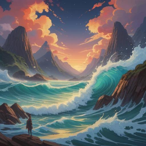 A serene landscape depicting the spiritual significance of vibrational differences, flowing waves of energy in various colors, subtle light illuminating the scene, a peaceful figure meditating in the foreground, surrounded by nature, ethereal clouds above, harmonious balance, tranquil atmosphere, symbolic elements representing spirituality, 4k