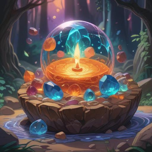 A mesmerizing illustration of lucky stones resonating with different vibrations, showcasing a variety of crystals emitting light waves, surrounded by a serene natural landscape, vibrant colors reflecting harmony, intricate details on the stones, energy waves visually depicted, tranquil atmosphere, mystical aura, suitable for meditation, 4k