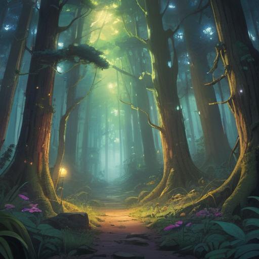 A mystical forest scene, ethereal light filtering through the trees, symbols appearing in the air, a sense of confusion and hesitation, vibrant colors, a figure looking contemplative, subtle signs of nature reflecting spiritual messages, soft focus, inviting yet mysterious atmosphere, 4k