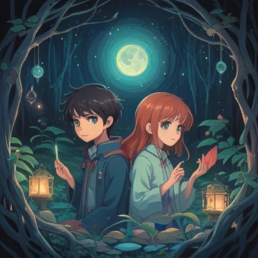 A mystical illustration of two siblings born in consecutive years, surrounded by subtle symbols of spiritual guidance, ethereal light shining down, soft pastel colors, serene expressions, nature in the background, conveying a sense of connection and harmony, representation of good omens, dreamlike atmosphere, 4k