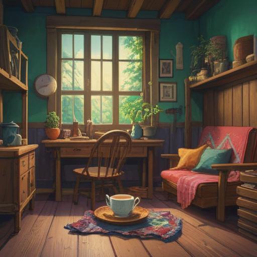 A cozy indoor setting, a steaming cup of herbal tea on a wooden table, a warm blanket draped over a chair, a bowl of fresh citrus fruits nearby, a small lucky charm on the table, soft sunlight filtering through a window, peaceful atmosphere, hints of winter outside, 4k