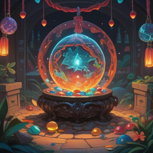 A vibrant illustration of a lucky stone symbolizing New Year's energy, surrounded by festive decorations, bright colors, glowing aura, intricate patterns on the stone, joyful atmosphere, hopes and dreams for the new year, 4k