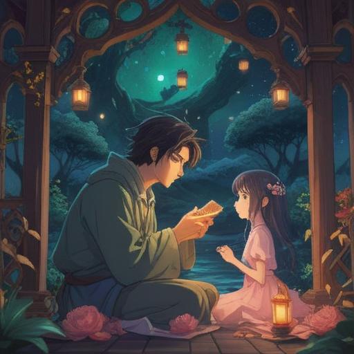 A mystical and thought-provoking scene depicting a significant age-gap romance, soft ethereal glow, intertwined with spiritual symbols, contrasting emotions on the characters' faces, a backdrop of a serene nature setting, hints of caution in the atmosphere, subtle connections illustrated through glowing trails, 4k