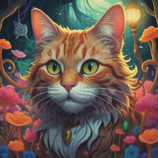 A charming and whimsical illustration of a cat's whiskers intertwined with vibrant charms, symbolizing luck and protection, set against a serene background of a cozy home, soft sunlight filtering through the window, intricate details of the charms, warm and inviting color palette, magical and uplifting atmosphere, 4k
