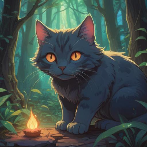 A spiritual scene depicting a cat following a person, glowing aura surrounding the cat, mystical forest background, soft light filtering through trees, tranquil atmosphere, symbolic connection between human and animal, detailed expressions on both, harmony with nature, vibrant colors, serene moment, 4k