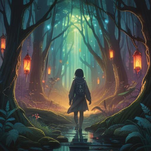 A hauntingly beautiful scene depicting a person standing before a lifeless body in an ethereal forest, soft glowing lights representing spiritual signs surrounding them, subtle symbols of warning and guidance in the air, a mix of sorrow and enlightenment in the atmosphere, detailed foliage, misty background, 4k quality